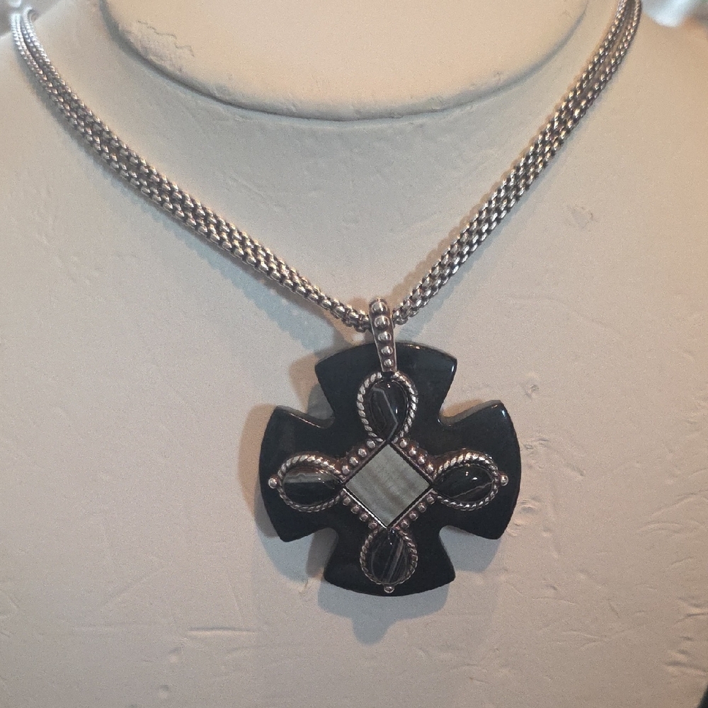 Brighton Black and Silver Cross Necklace